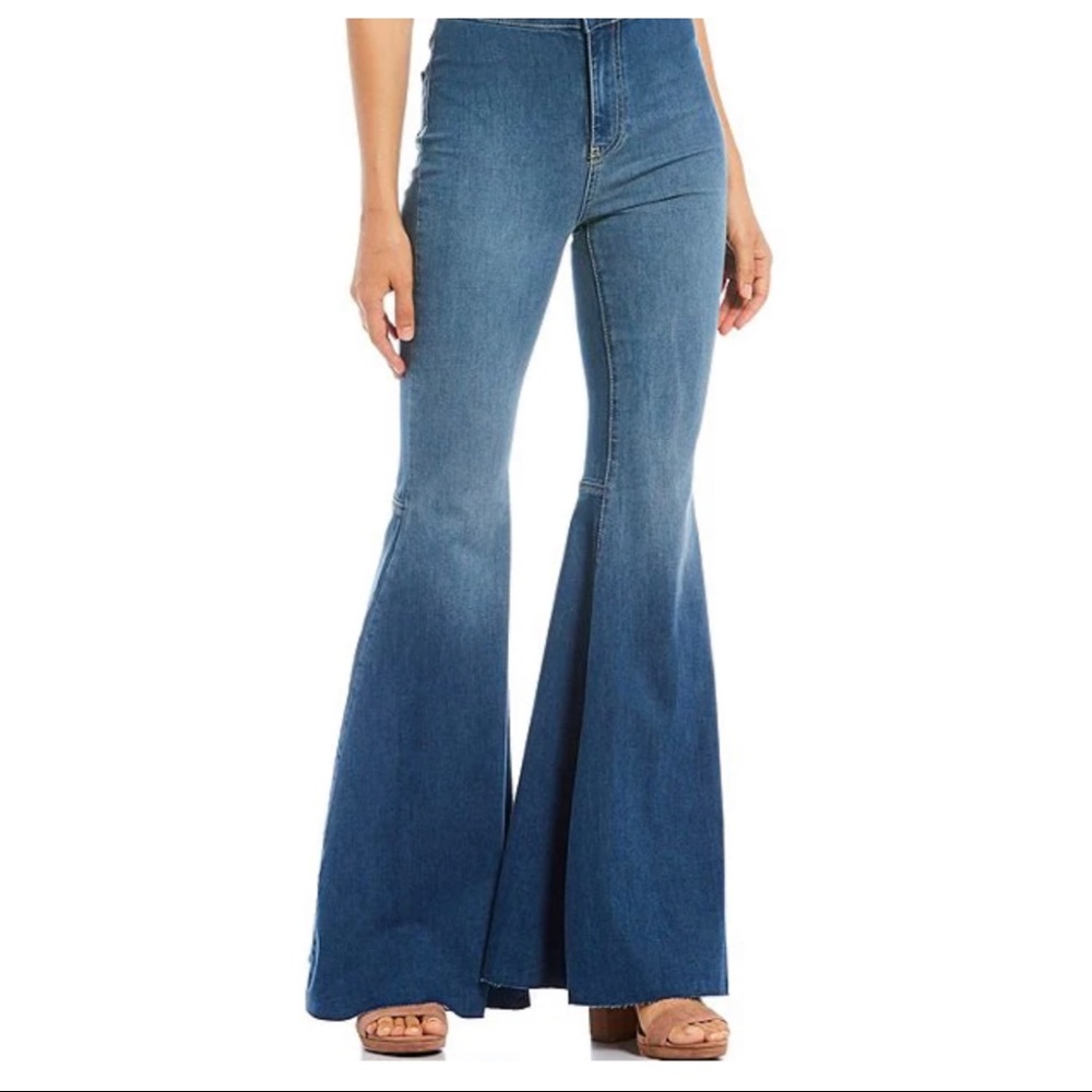 22 Vintage Bell boho Raw hem Flared Jeans - Picture 4 of 8